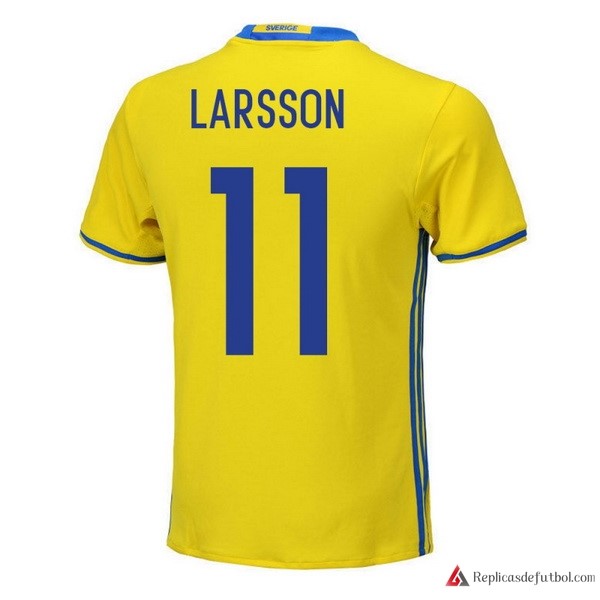 Camiseta Seleccion Sweden Primera equipación Larsson 2018 Amarillo